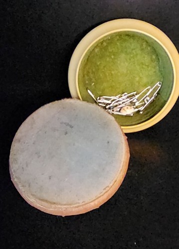 Vintage Celuloid Velvet Lined Box Sewing Padded Pin Cushion Lidded Compartment - Picture 6 of 10