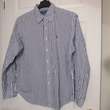 Ralph Lauren Classic Fit Blue Vertical Striped Button L/S Shirt Sz: XL RN:41381