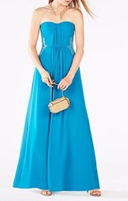 NEW BCBG MAX AZRIA CYAN ASHBY LACE-TRIM STRAPLESS GOWN JGK65H80/L421A SZ 8