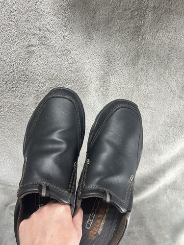Skechers MONTZ DEVENT Men’s 11 Black Leather Casual Comfort Shoes Loafers Slip - 第 6/7 張圖片