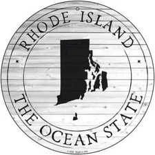 Rhode Island Ocean State Novelty Round Circular Metal Sign 8" Home Garage Wall