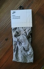 NWT NIKE TWIST KNOT STRECH HEADBAND UNISEX SILVER GREY TAB LOGO OS