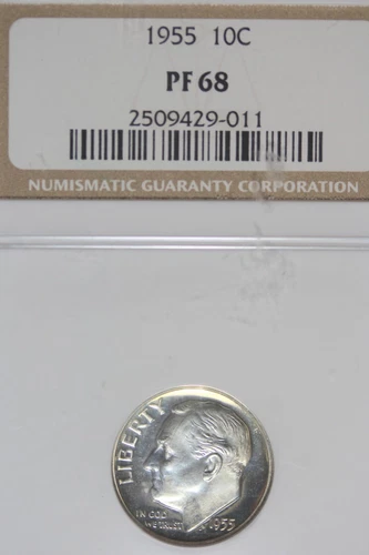 1955- NGC 1OC PF68 ROOSEVELT DIME #B44489