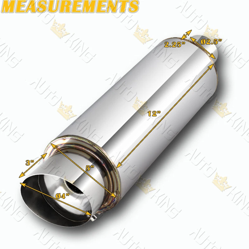 4" Slant Tip 2.5" Inlet T-304 Stainless Exhaust Resonator Muffler Universal 1 - Image 2 of 4