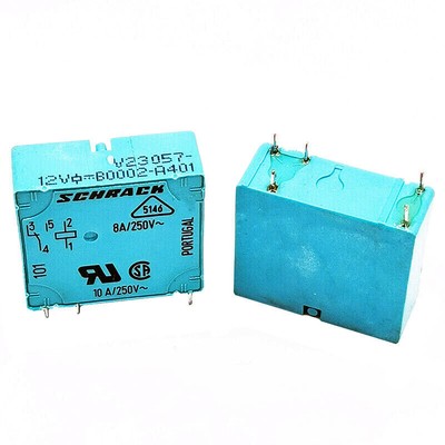 2Pcs SCHRACK V23057-B0002-A401 12VDC Power Relay 8A 250VAC 5Pins
