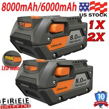 2x for Ridgid R840085 8.0Ah/6Ah Lithium Battery Rigid 18Volt R840087 Power Tools