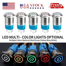 Latching Push Button Power Switch 16mm 12V LED ON OFF Waterproof Stainless Steel