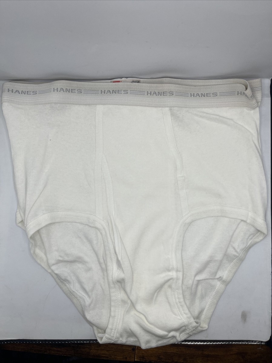 36 True Vtg 90s HANES GRAY STRIPED BAND-WHITE BRIEF-USA MADE