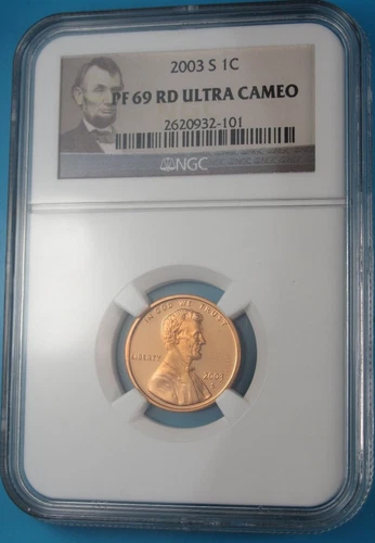 2003 S LINCOLN 1C PROOF NGC PF69 RD ULTRA CAMEO CENT RED LINCOLN PORTRAIT LABEL