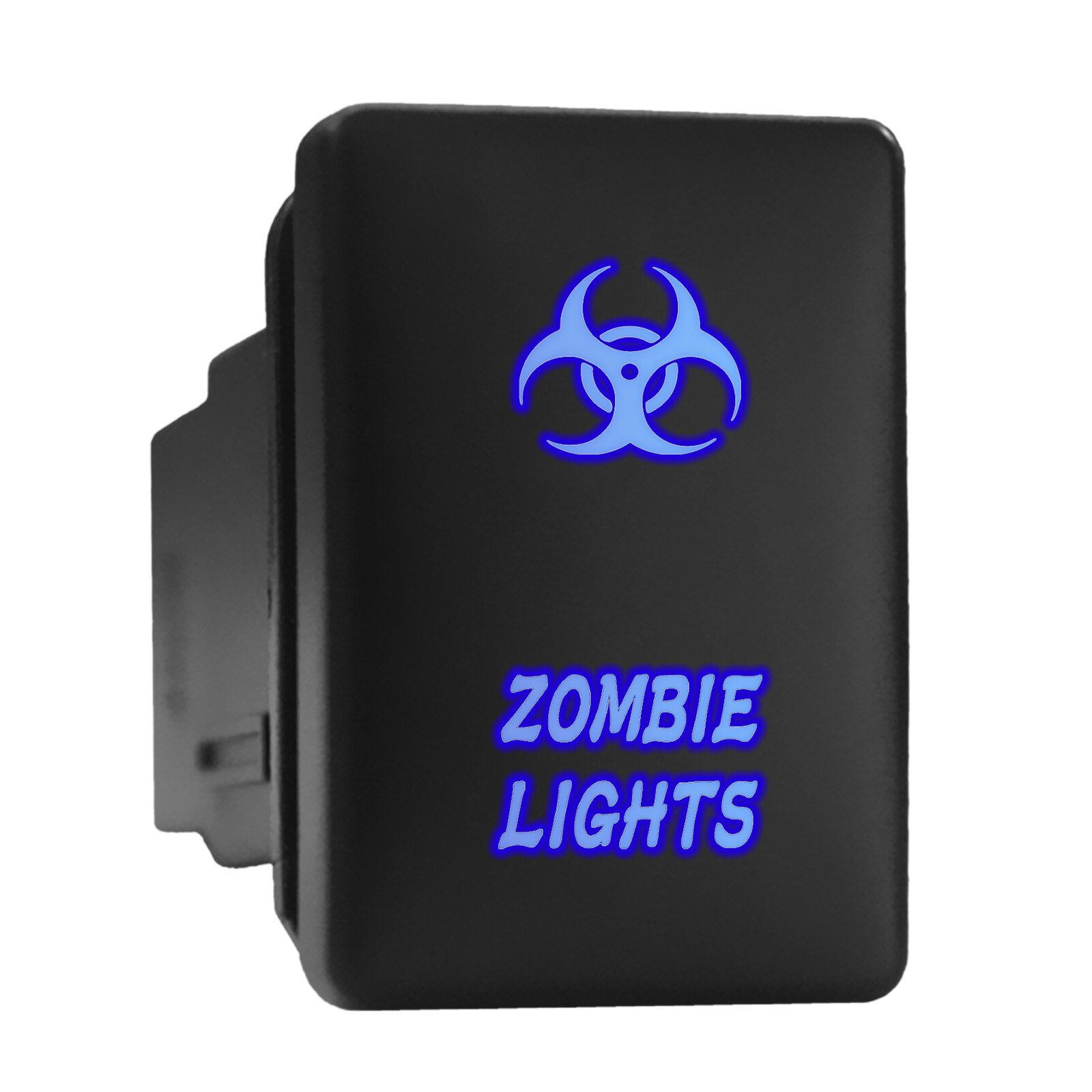Bio-Hazard Blue LED Zombie Lights Push Button for Toyota 1.28x0.87 inches