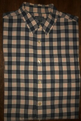 Men's L.L. Bean Signature Long Sleeve Plaid Button Front Shirt Size Medium MD M
