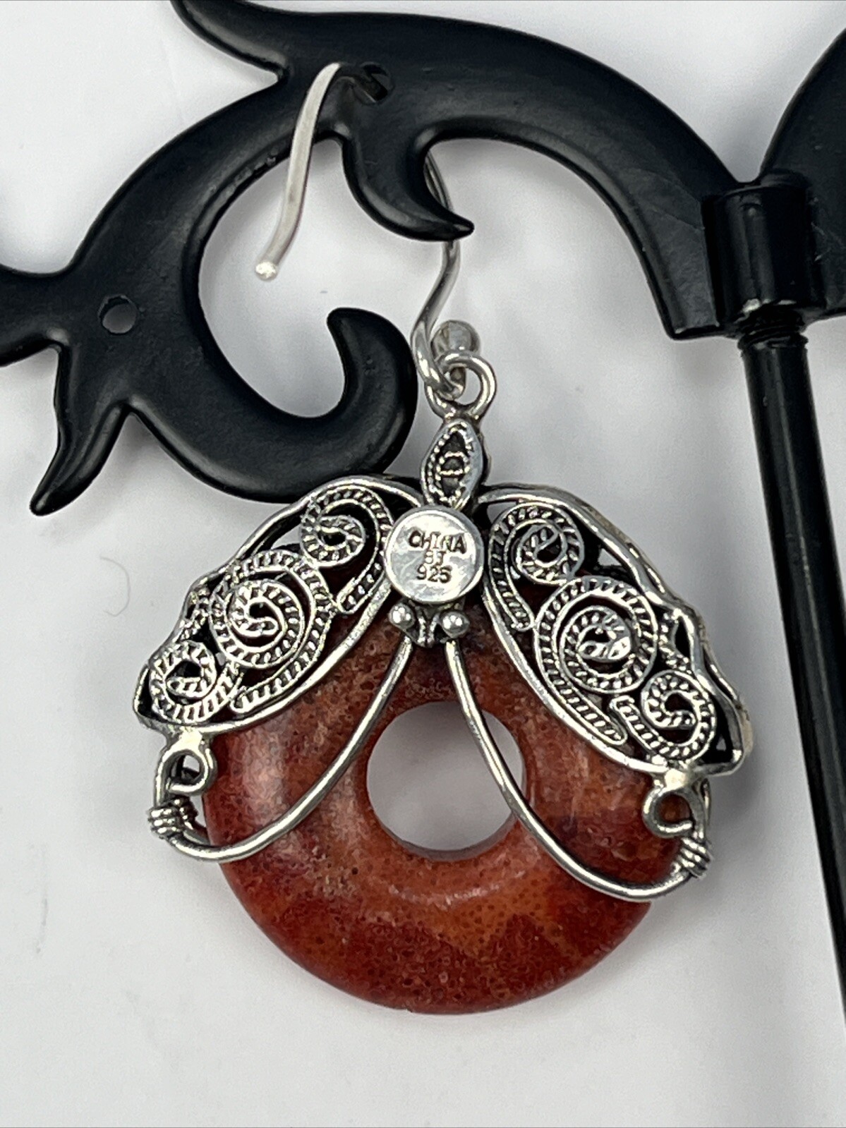 BJ Signed 925 Sterling Silver Scroll Filagree Cor… - image 4