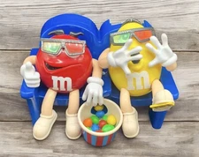 Red & Yellow M&Ms Toy Collectible Figure Watching Scary 3-D Movie M&M Dispenser