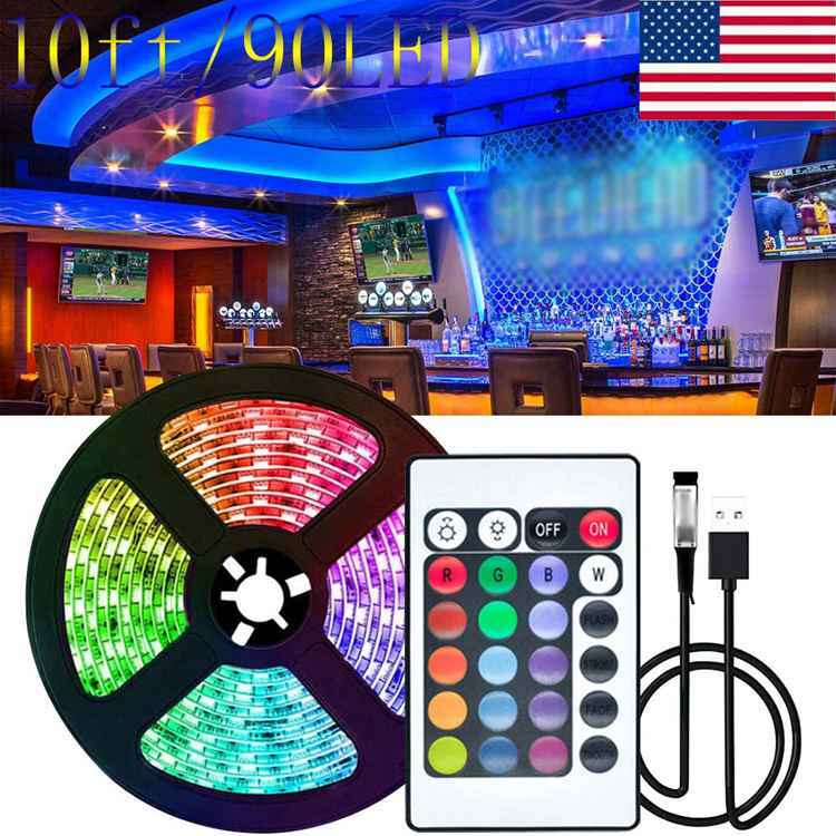 USB RGB 5050 LED Strip Lights with IR Remote for TV Backlighting and Night Bar Ambiance-image