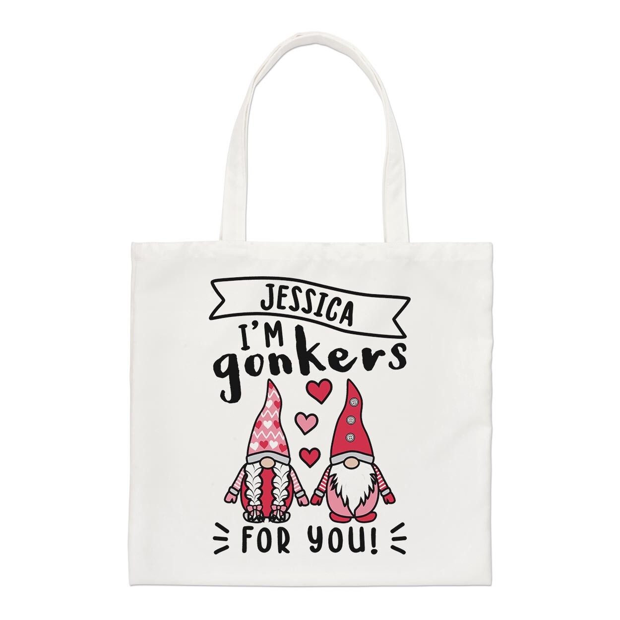 Personalised I'm Gonkers For You Gonk Regular Tote Bag Love Valentines Shopper