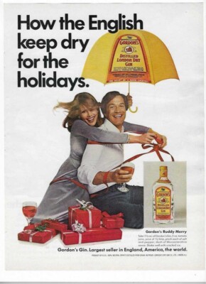 1973 Gordon's Distilled London Dry Gin W/ Ruddy Merry Recipe Vintage Print Ad