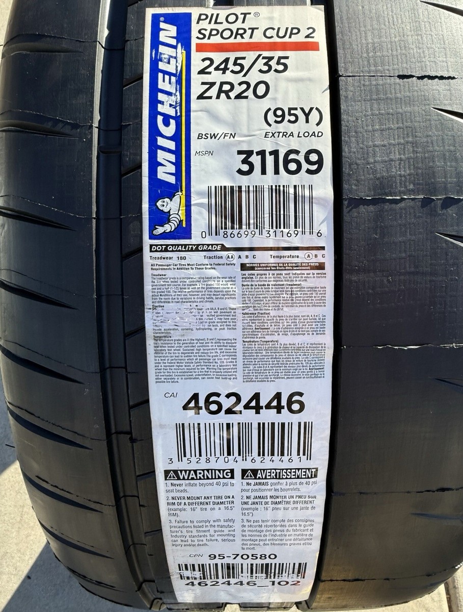4 NEW 245/35ZR20 Michelin Pilot Sport Cup 2 Model 3 Performance