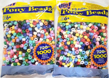 2000 Pcs Pony Beads Bulk Plastic Bracelet Beads Crafts 2 Bags of 1000 Multicolor