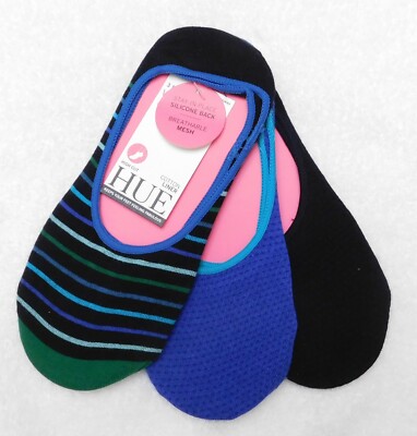 F166 Hue Blue or Red Mixed Women's 3-Pk. High-Cut Liner Socks - 1 Size