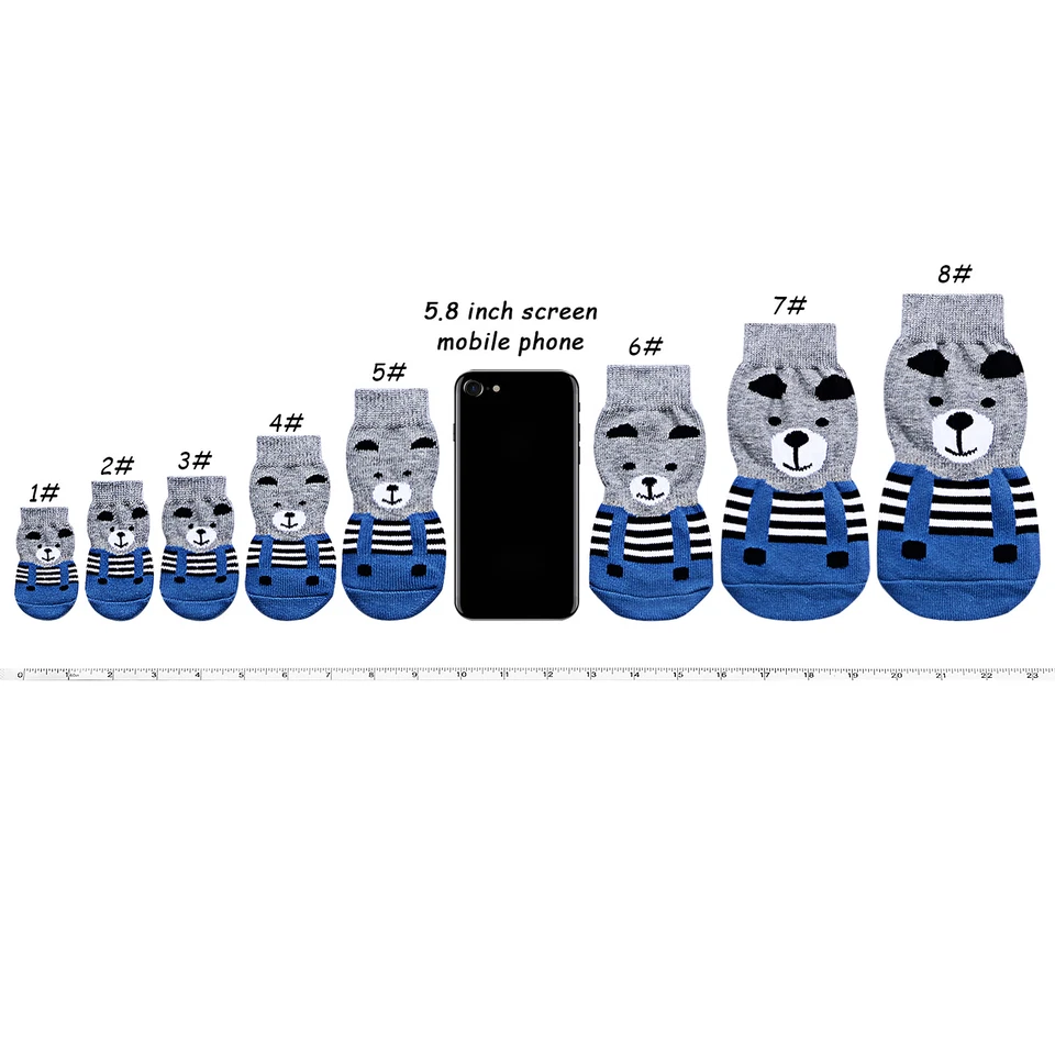 4Pcs домашних животных милый лапы протектор вязаные носки помещении нескользящая обувь для S/M/L собаки щенка - Изображение 3 из 4