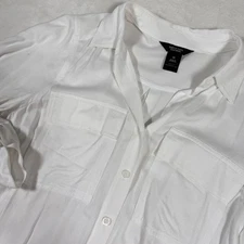SIMPLY VERA WANG Womens White Button Down Shirt Long Sleeve Pocket Size M
