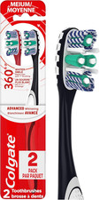 360 Optic White Advanced Whitening Toothbrush, Adult Medium Toothbrush with Whit