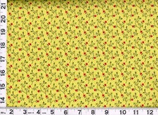 Small Red Flowers w/ Leafy Vines on Yellow Quilting Sewing Fabric by Yard c21