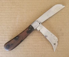 antique folding knife 2 blades FACOM wood handle