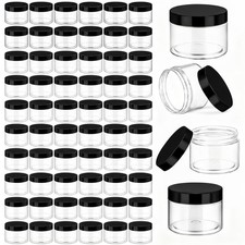 Patelai 60 Pcs Plastic Container Jars with Lids Round Clear Travel Cosmetic Cont