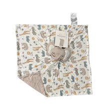 Milkberry Elephant Baby Blanket Lovey Tan Safari Animal Rayon Clip On Oversized