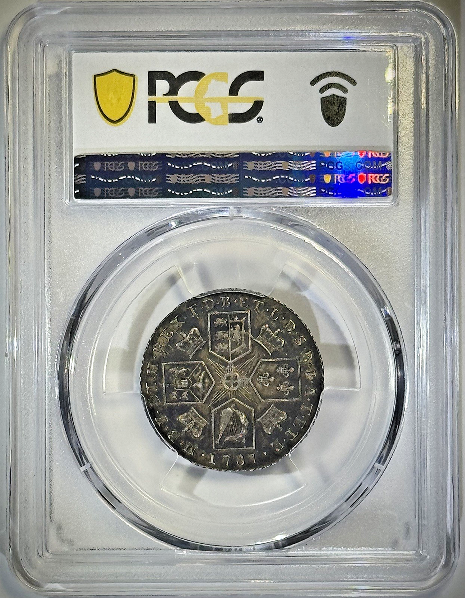 1787 Great Britain Shilling — S-3743 “No Hearts”— PCGS AU55 — Rare
