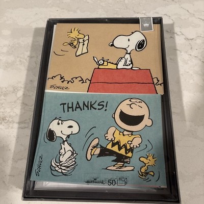 HTF Hallmark Peanuts Snoopy Blank Note Cards Boxed Set 50 Cards Envelopes