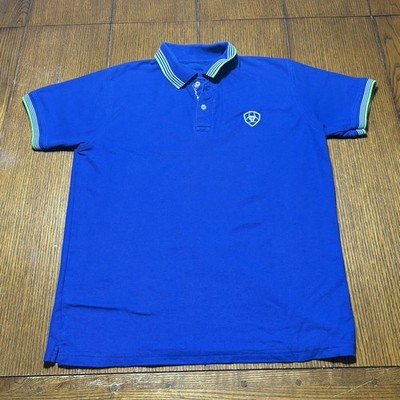 Ariat Performance Polo Shirt Men s Size Small Blue Heat Series Short Sleeve