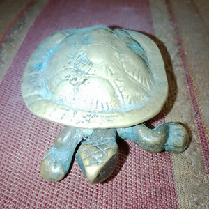 Solid Brass Turtle Ashtray Hinged Lid Vintage Item One Of A Kind Item
