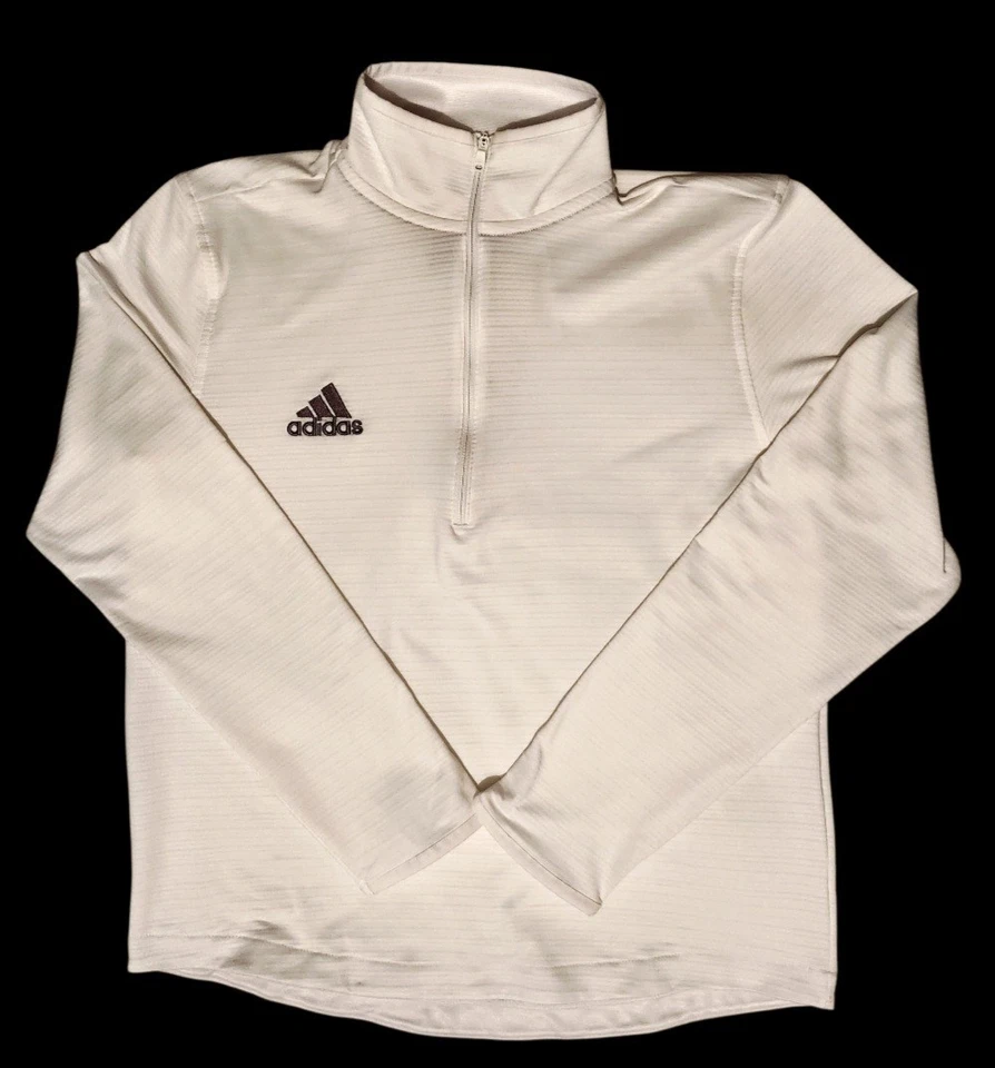 Top deportivo de manga larga Adidas para mujer 1/4 cremallera bajo las luces talla mediana Foto 3 de 4