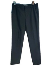 Zara Dress Pants S Black Tapered Cotton Blend Flat Front Pockets 30"X 27.5"