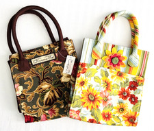 New LONGABERGER 2 Small Canvas HOMESTEAD TOTE BAGS Magnolia Sunflower Stripes