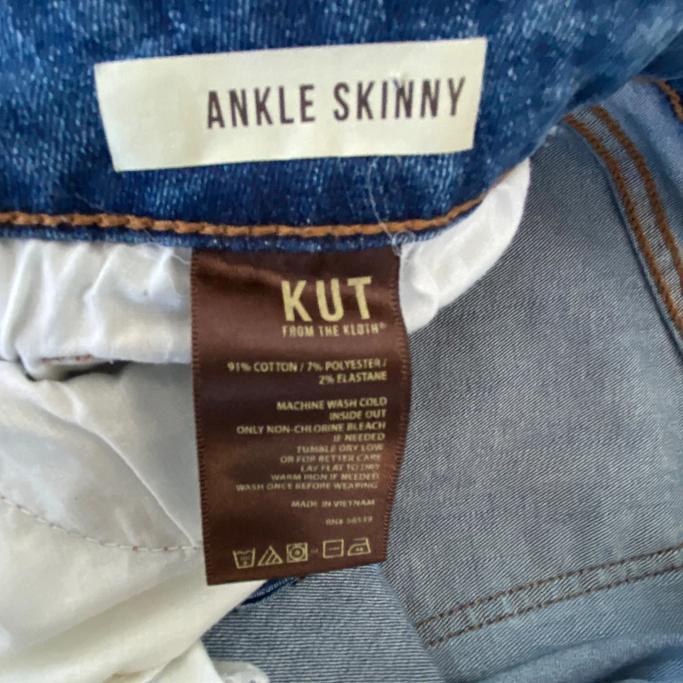 Kut From The Kloth Ankle Skinny Blue Jeans Distressed Size 16 Style SP040ME4 - Image 3 of 4