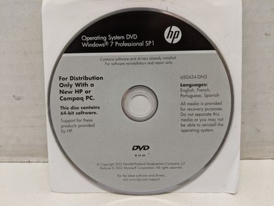 HP Operating System DVD Windows 7 Professional Sp1 64-bit  650434-DN3