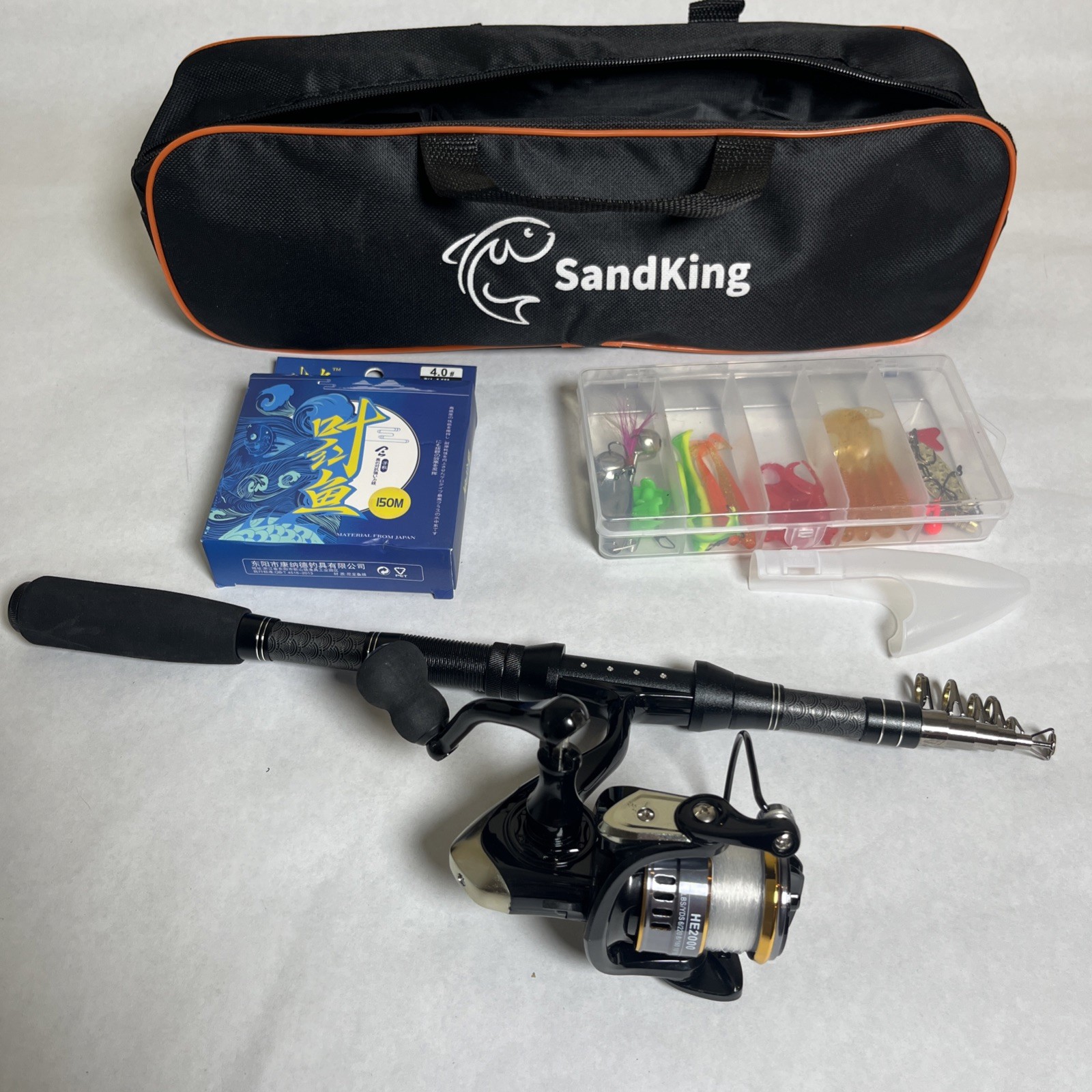 Sandking Carbon Fiber Telescopic Rod and Reel With Fishing Kit