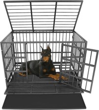 47 Inch Heavy Duty Dog Crate,High Anxiety Escape-Proof Steel Dog Crate