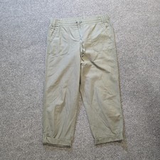 Talbots Pants Womens Size 10 Green Cuffed Cropped Pull On Pockets Beachy Casual