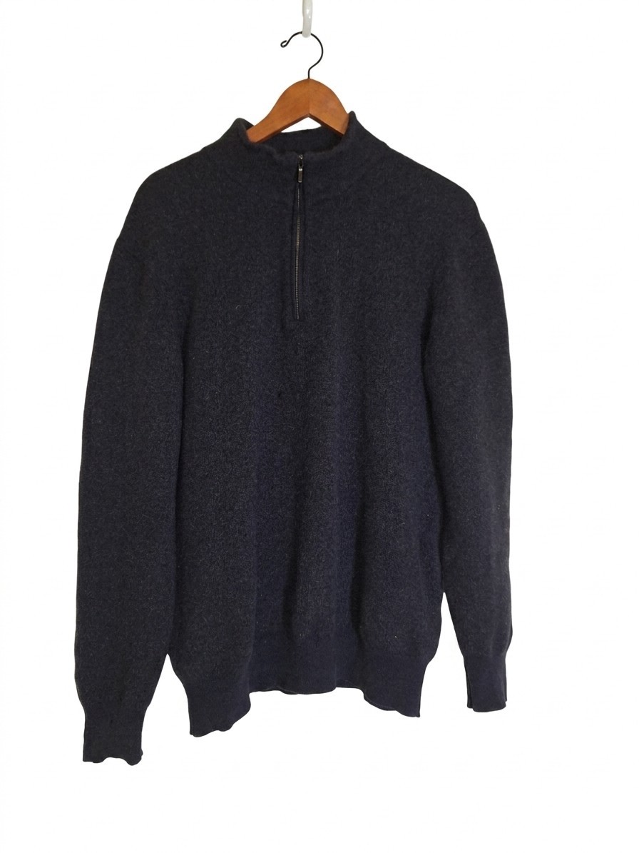 Loro Piana Cashmere Roadster Half Zip Black Pullover Sweater Italy Size 56