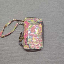 Vera Bradley Wristlet Wallet Organizer ID Window Zip Around Paisley Floral