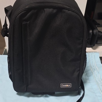 Cwatoun Padded Nylon Black Camera Backpack Case for Cameras and Accessories