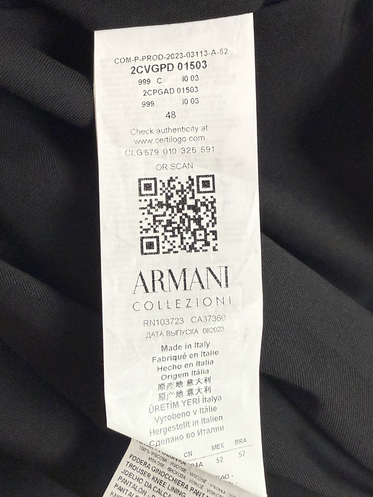 Armani Collezioni Solid  Black Flat Front Suit Pa… - image 7