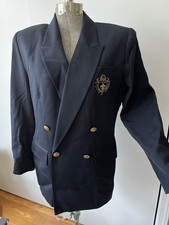 Ann Taylor Studio 100 Wool Crested Double Breasted Women s Black Blazer Sz 8