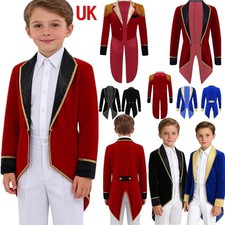 UK Kid's Circus Ringmaster Coats Tuxedo Jackets Halloween Prince Costume Cosplay
