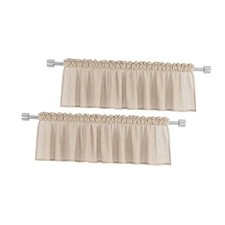 Valances 2 Pieces 15 inches Long Sheer Curtain 52"W x 15"L Pack of 2 Beige