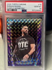 Roman Reigns 2026 Topps Chrome WWE Purple Geometric 01/10 first on print.